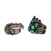 Pair of Navajo Silver and Turquoise Cuff Bracelets