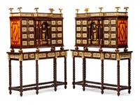 A Pair of Spanish Renaissance Style Varguenos on Stands