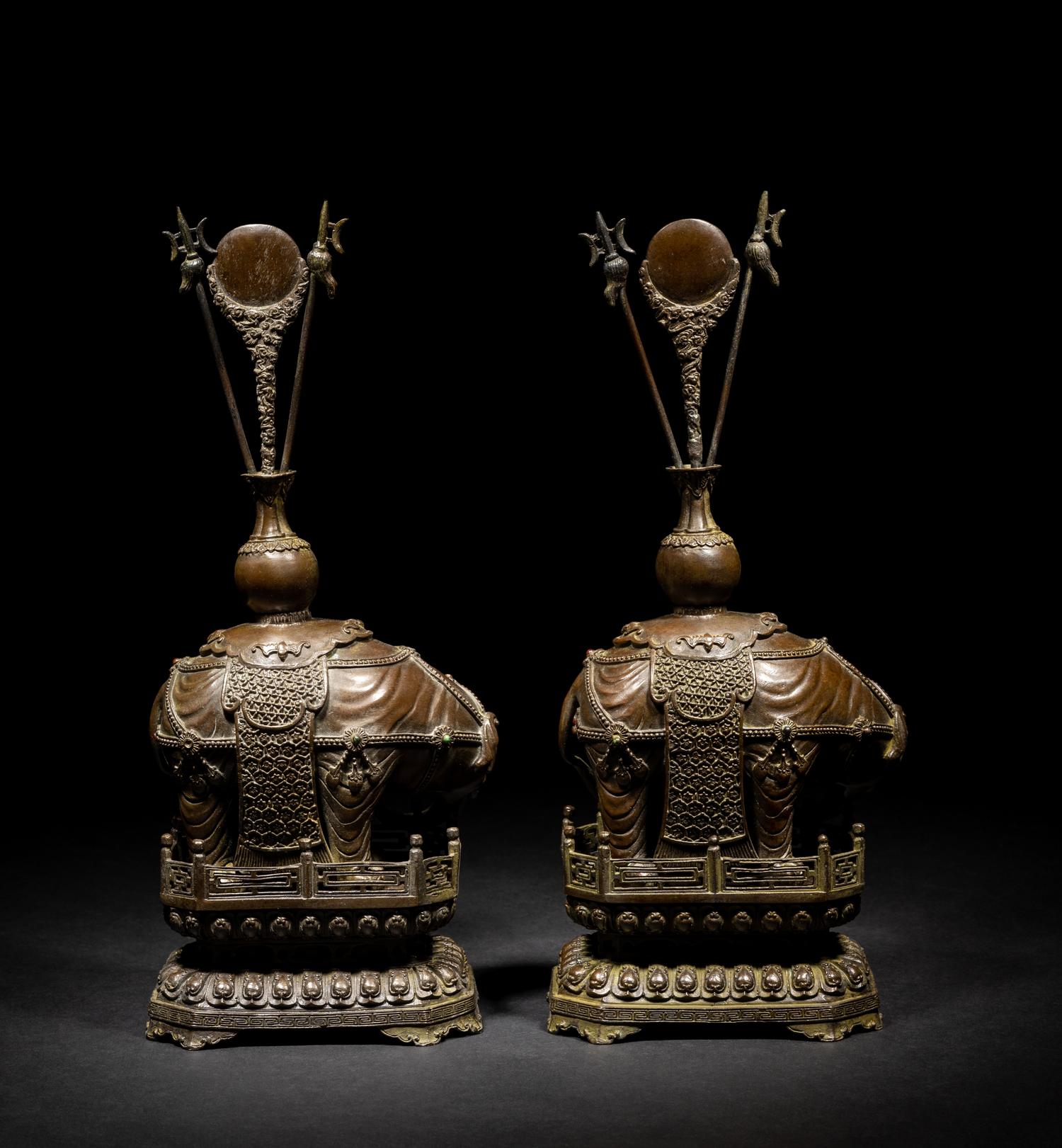 A Pair of Chinese Bronze Figures of Elephants