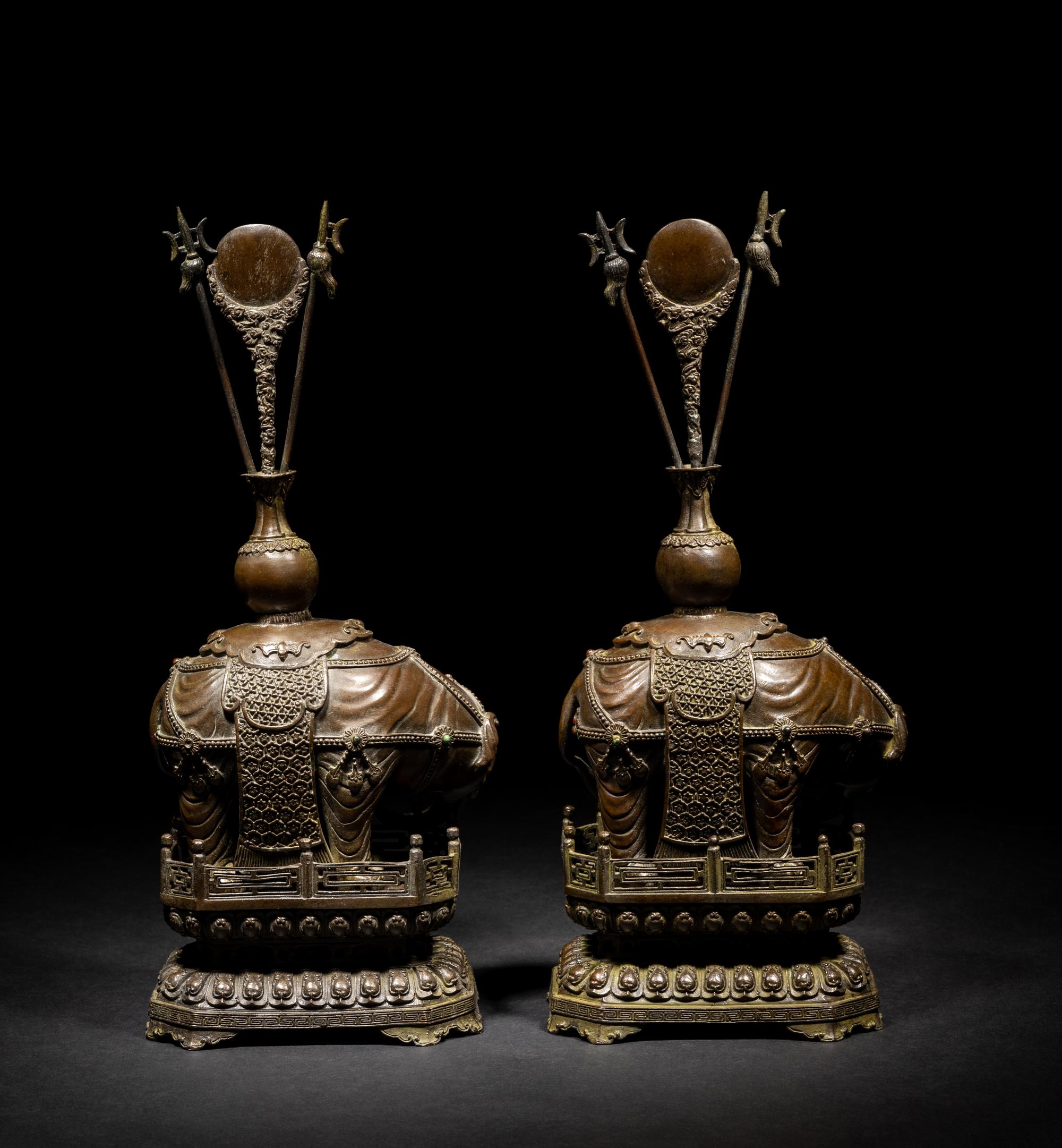 A Pair of Chinese Bronze Figures of Elephants
