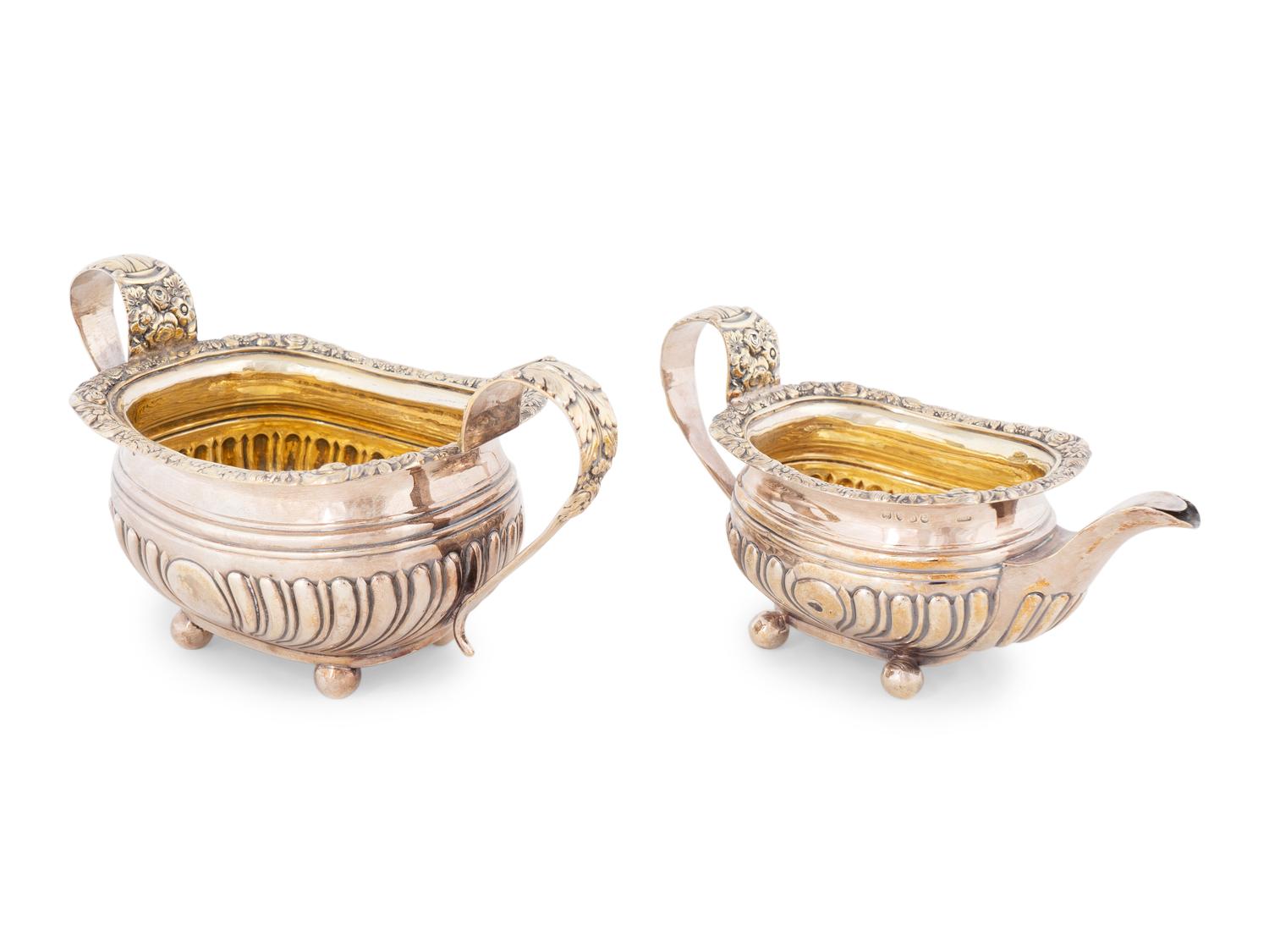An English Silver Creamer and Sugar — Joseph Hicks, London, 1817