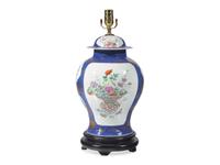 A Chinese Famille Rose Porcelain Jar And Cover Mounted As A Lamp