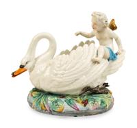 A Meissen Style Porcelain Swan-Form Centerpiece — 19TH CENTURY