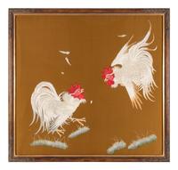 An Embroidered Silk ‘Cockatiel’ Panel