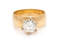 A 14 Karat Yellow Gold and Diamond Solitaire Ring, 4.20 dwts.