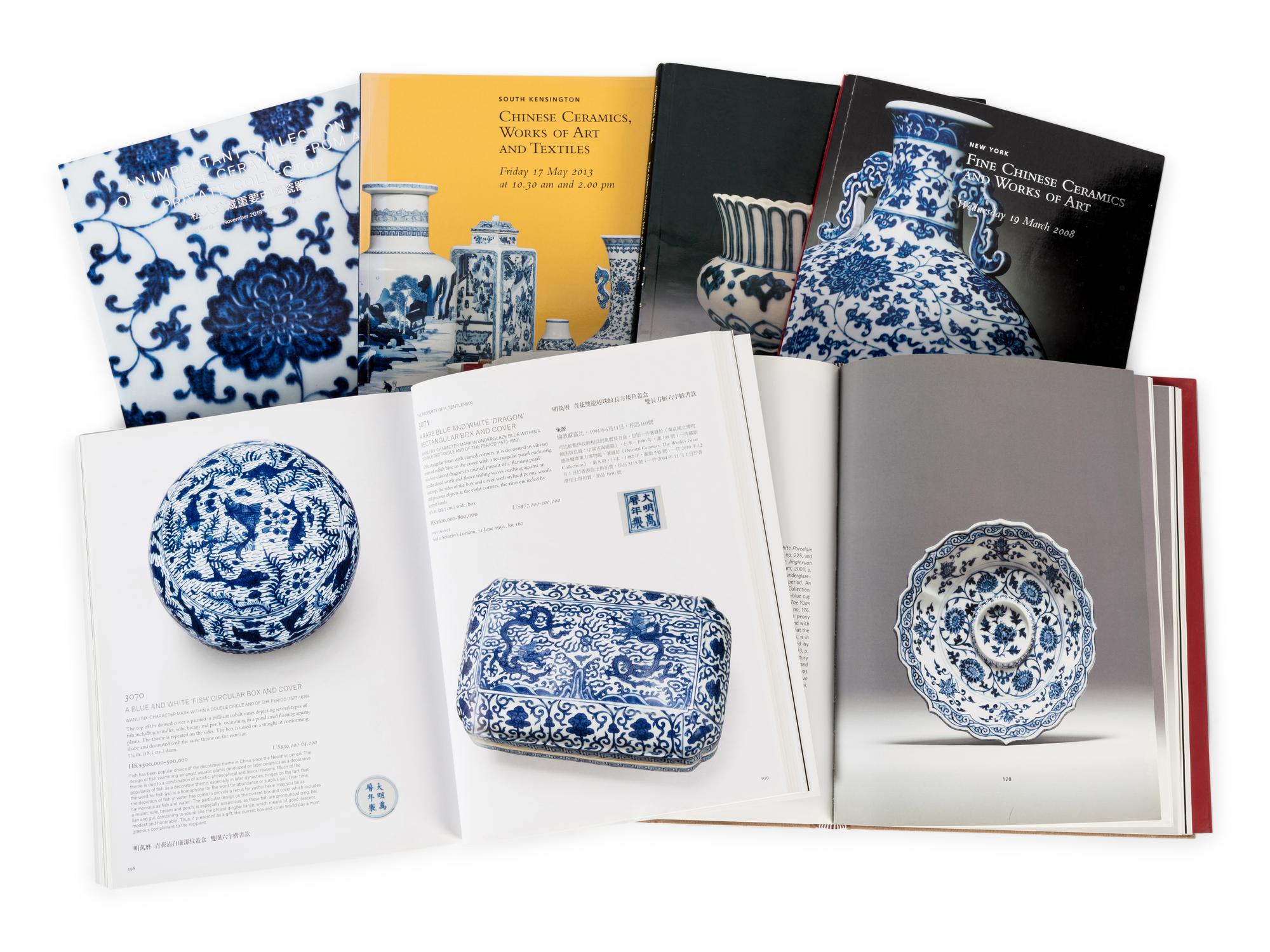 [BLUE & WHITE PORCELAIN] A group of reference works and auction catalogues about Chinese blue and white porcelain