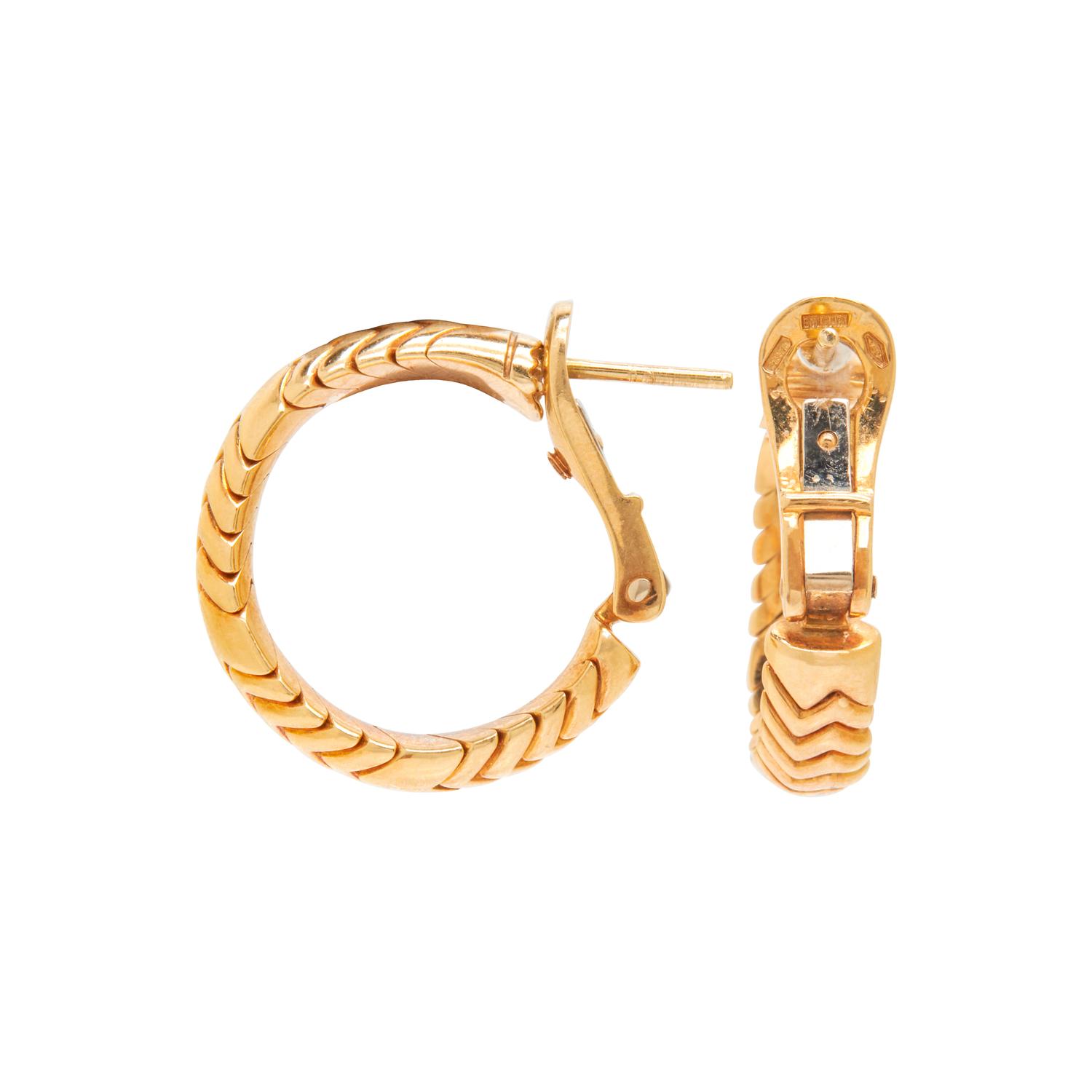 BULGARI, YELLOW GOLD 'SPIGA' EARRINGS