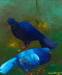 Untitled Pair of Blue Pigeons