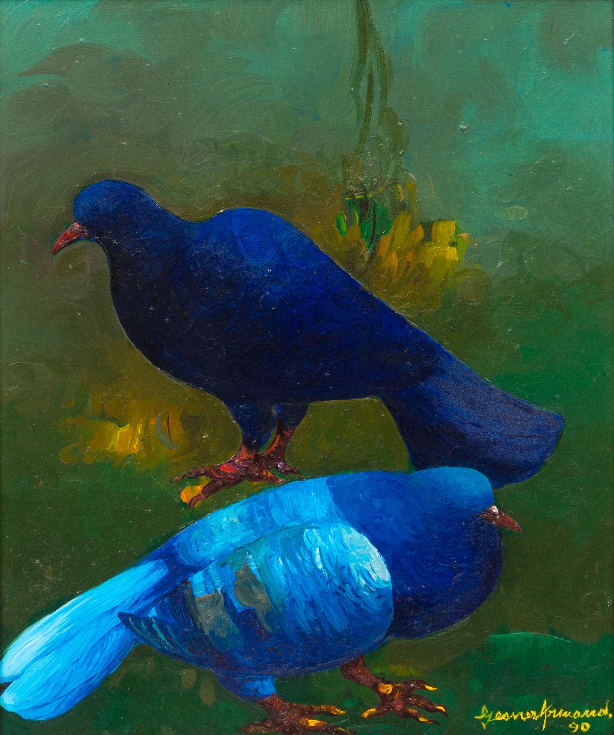 Untitled Pair of Blue Pigeons