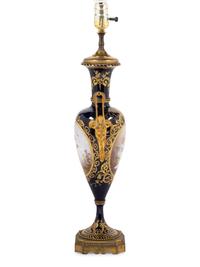 A Sèvres Style Porcelain Vase Mounted as a Lamp