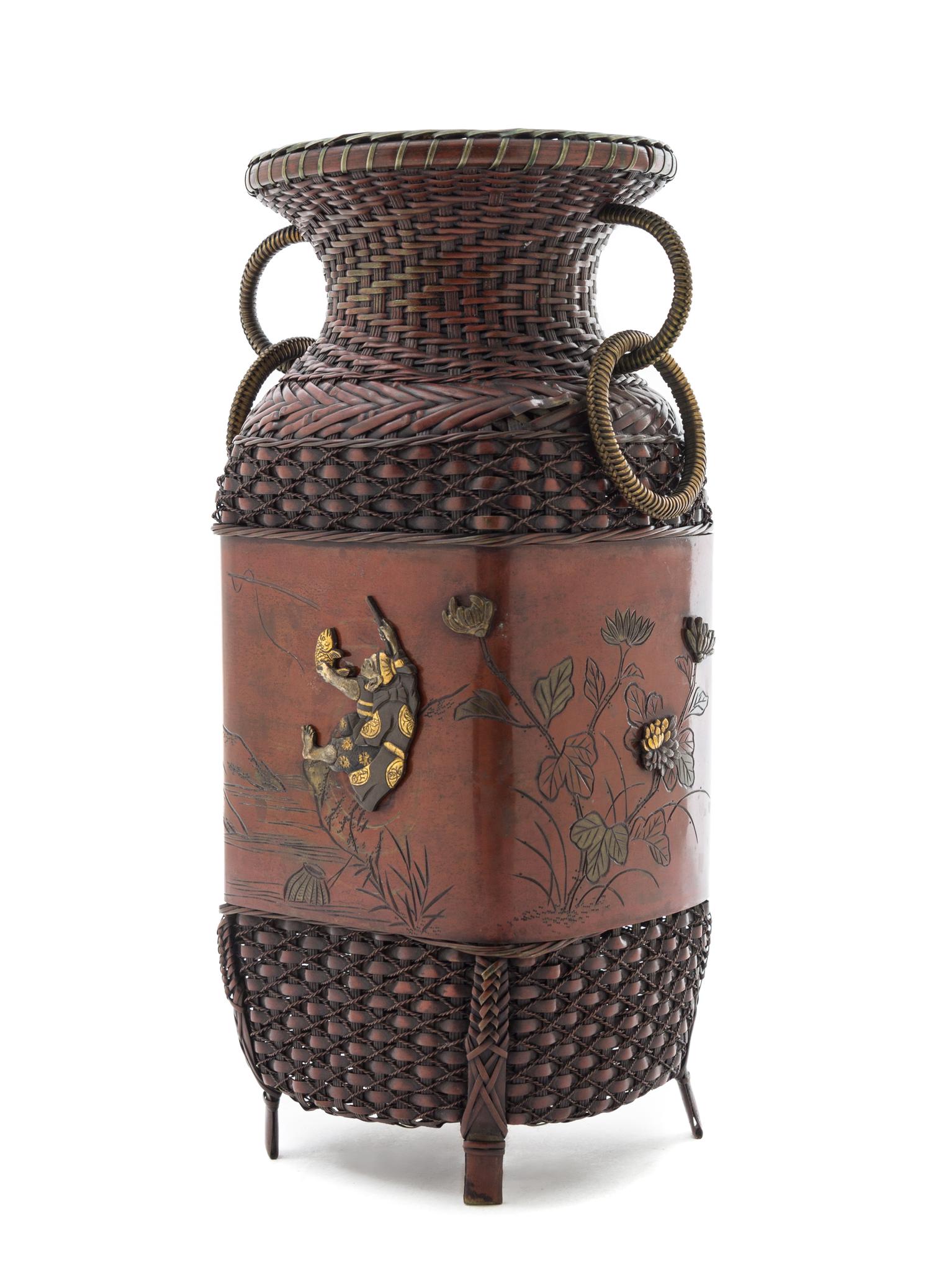 A Japanese Bronze Vessel Height 10 inches.