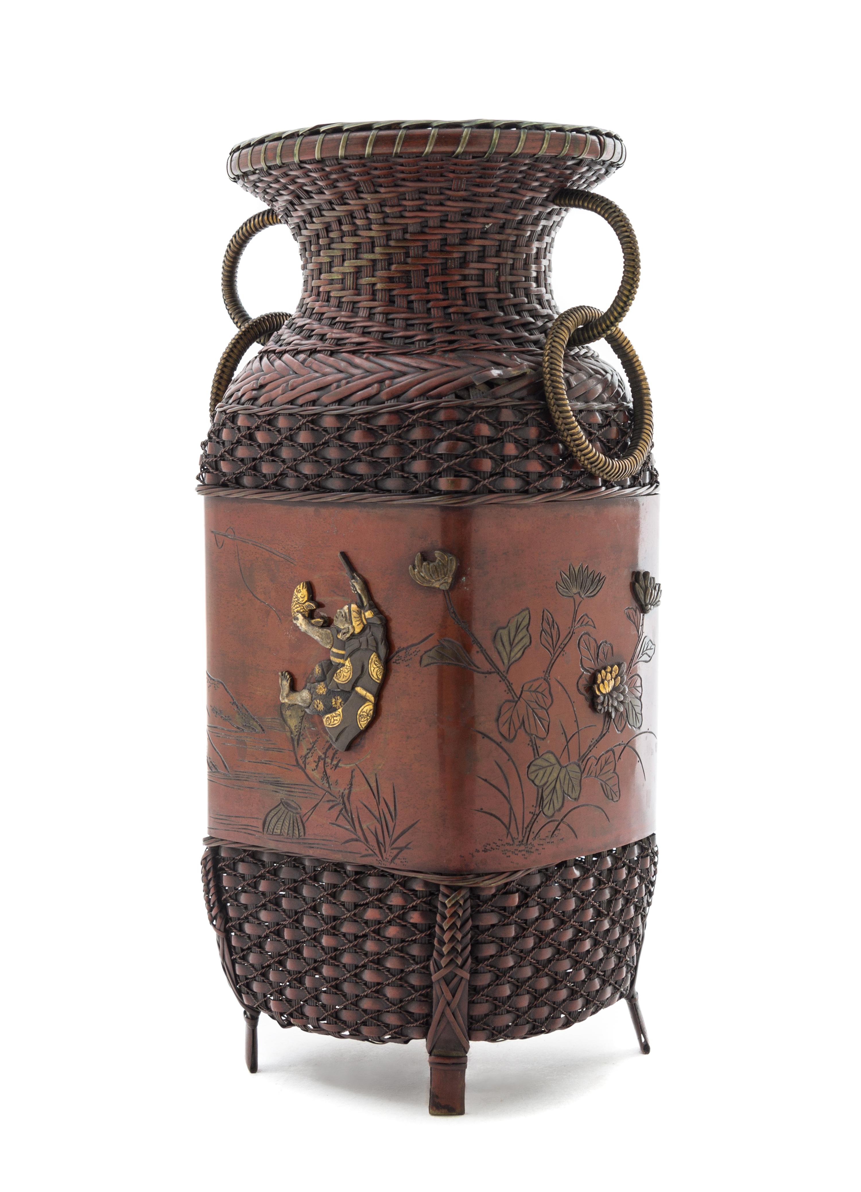 A Japanese Bronze Vessel Height 10 inches.