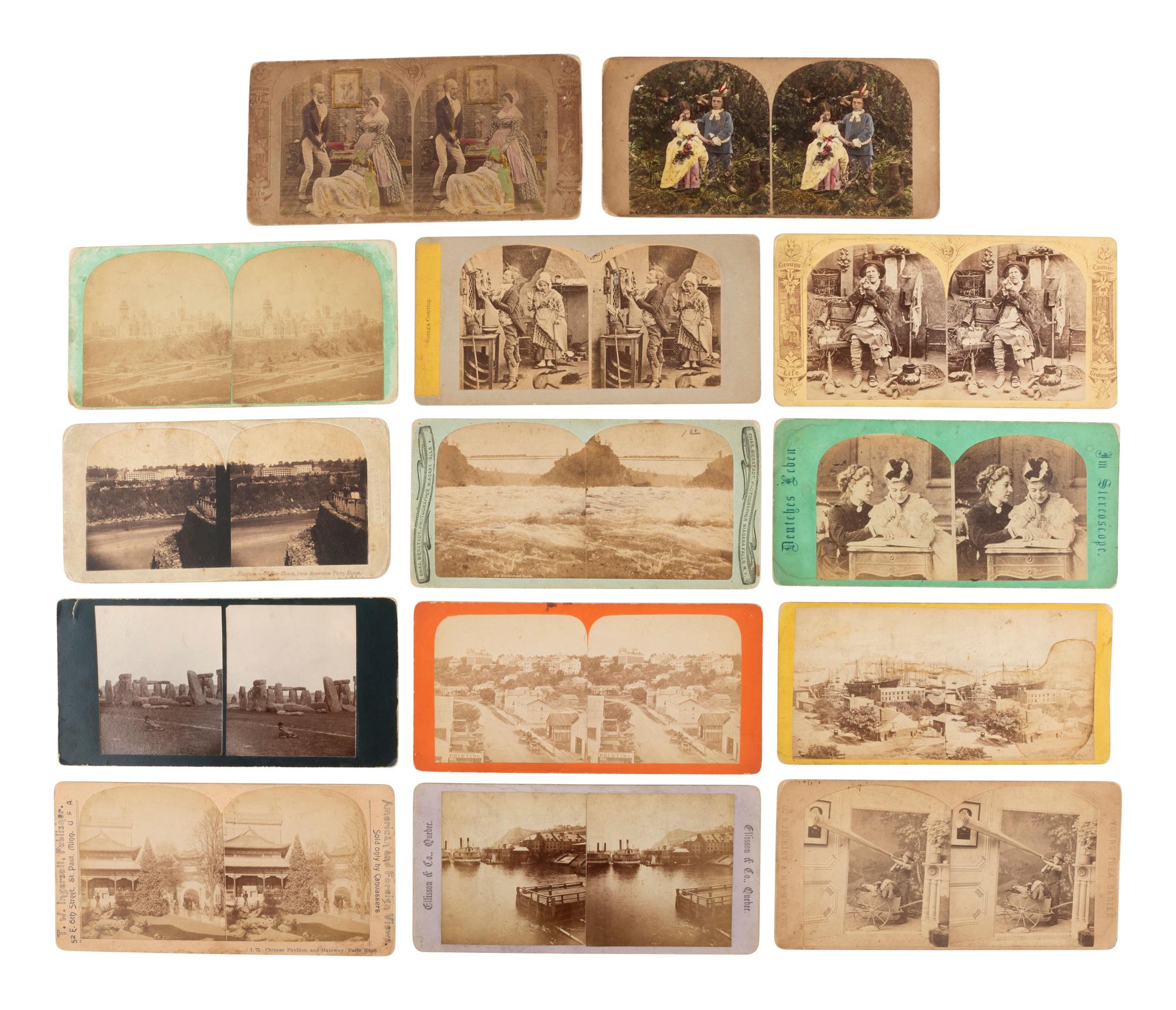 [EARLY PHOTO] 72 stereoviews of various scenes and subjects, incl. Harriet Beecher Stowe's house.