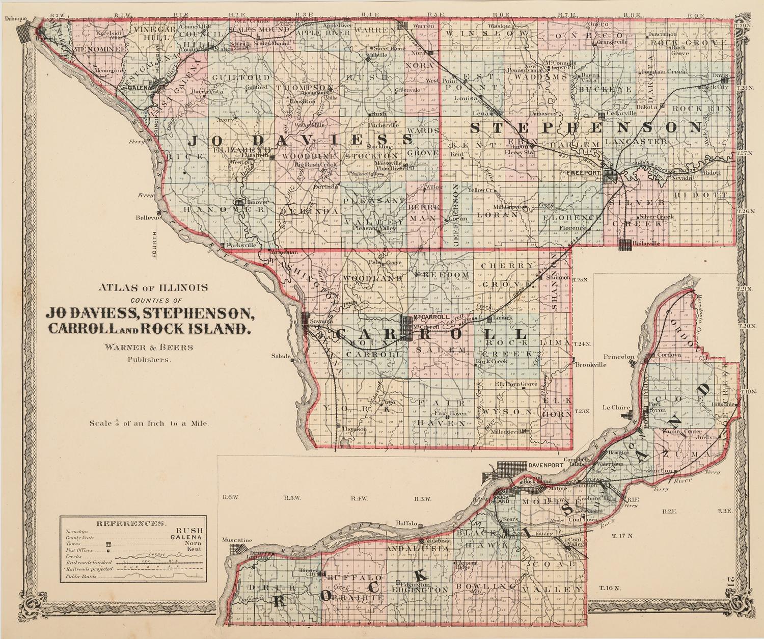 A group of 14 19th and 20th century maps, comprising:
