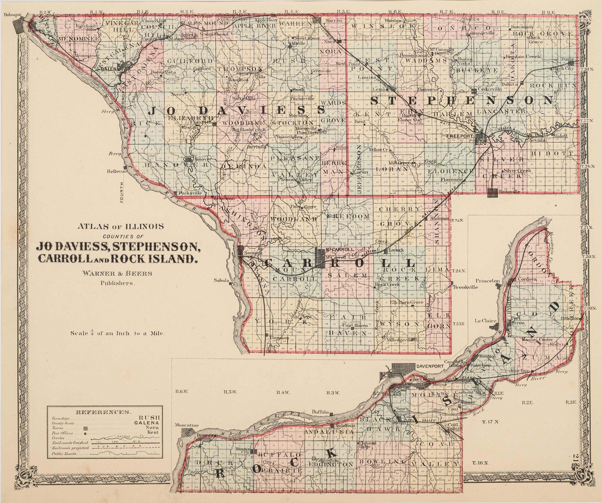 A group of 14 19th and 20th century maps, comprising: