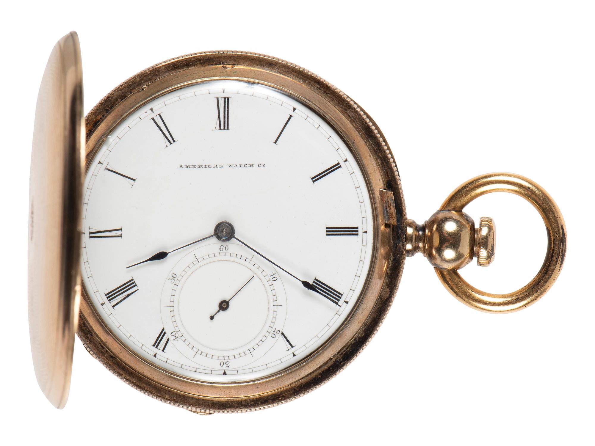[WATCHES]. A group of 3 pocket watches, including one inscribed with a patriotic motif.