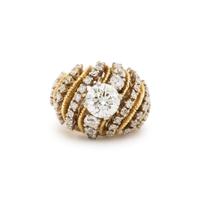 HAMMERMAN BROTHERS, DIAMOND, PLATINUM, AND YELLOW GOLD BOMBÉ RING
