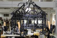 Two Wrought Iron Light Fixtures Diameter of largest 30 1/2 inches. — LATE 19TH/EARLY 20TH CENTURY