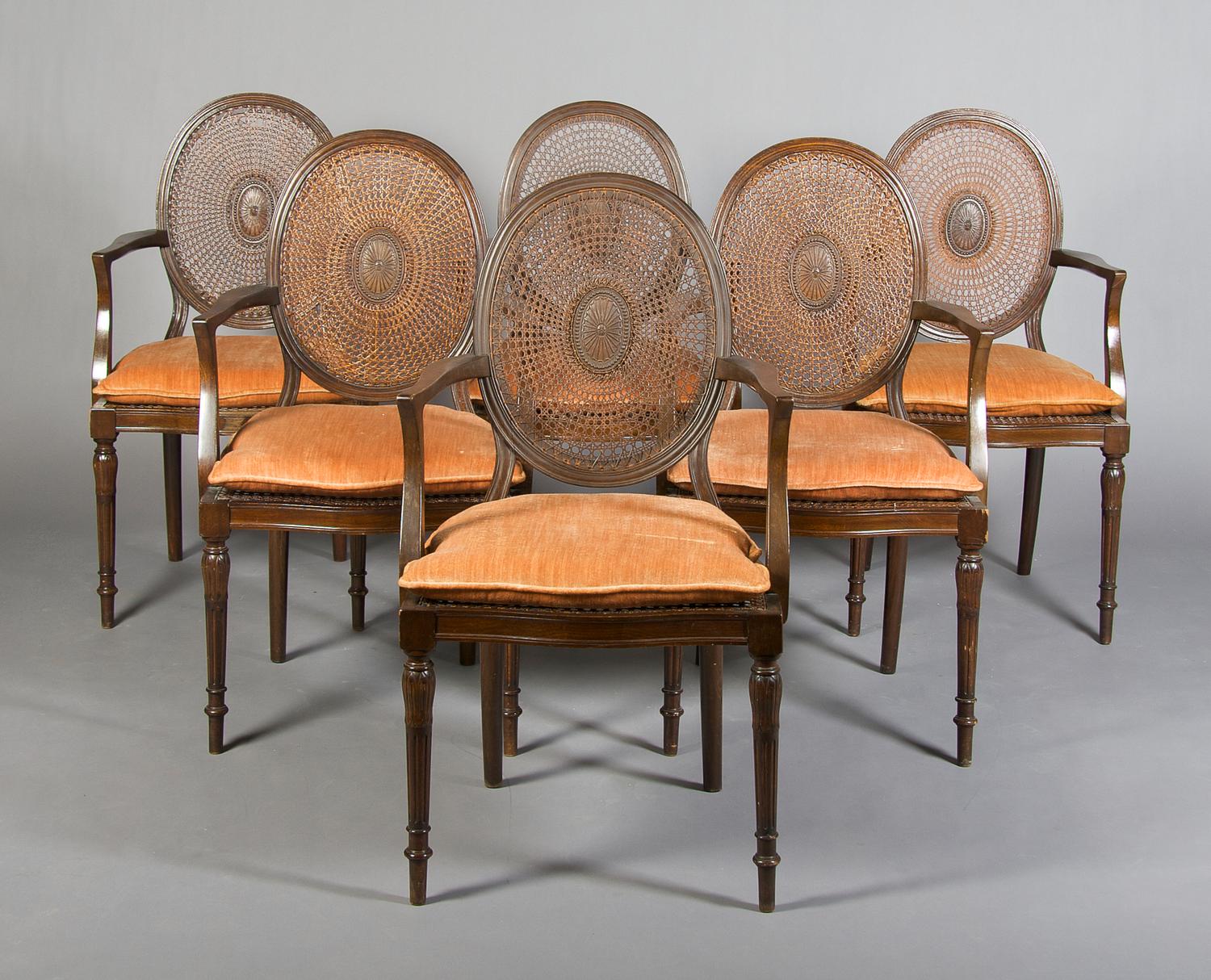 A Set of Six Regency Style Mahogany Chairs, Height 37 3/4 inches.
