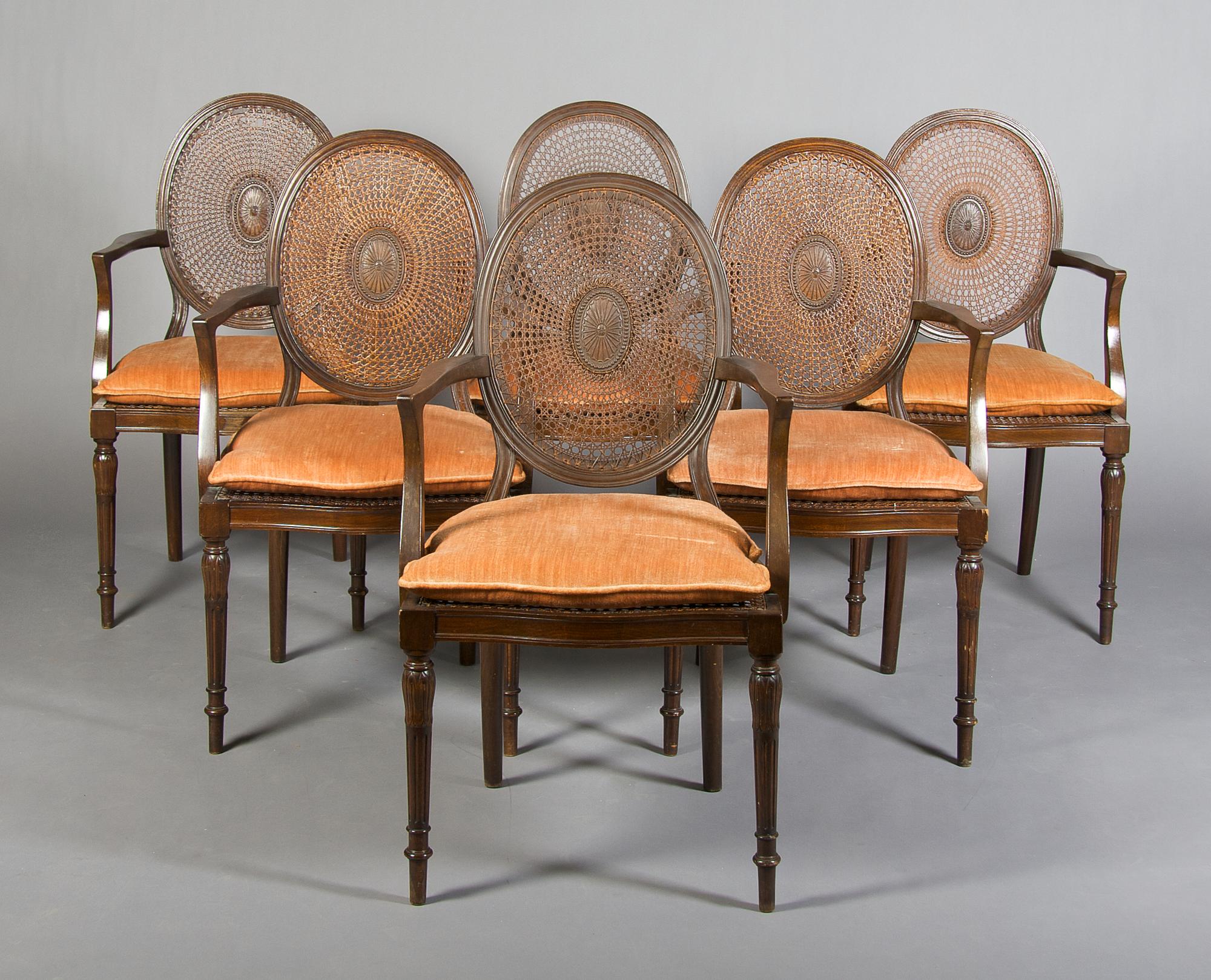 A Set of Six Regency Style Mahogany Chairs, Height 37 3/4 inches.