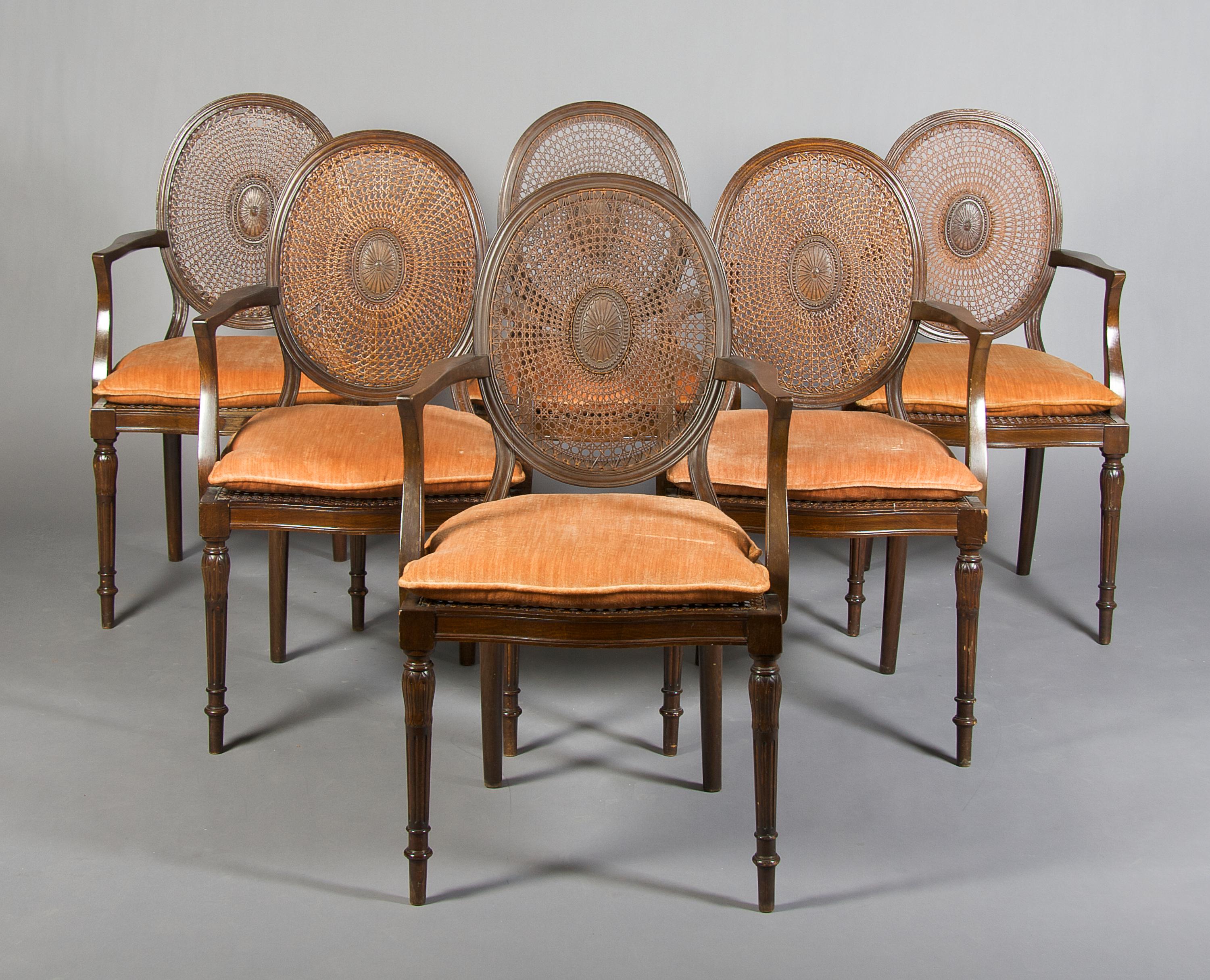 A Set of Six Regency Style Mahogany Chairs, Height 37 3/4 inches.