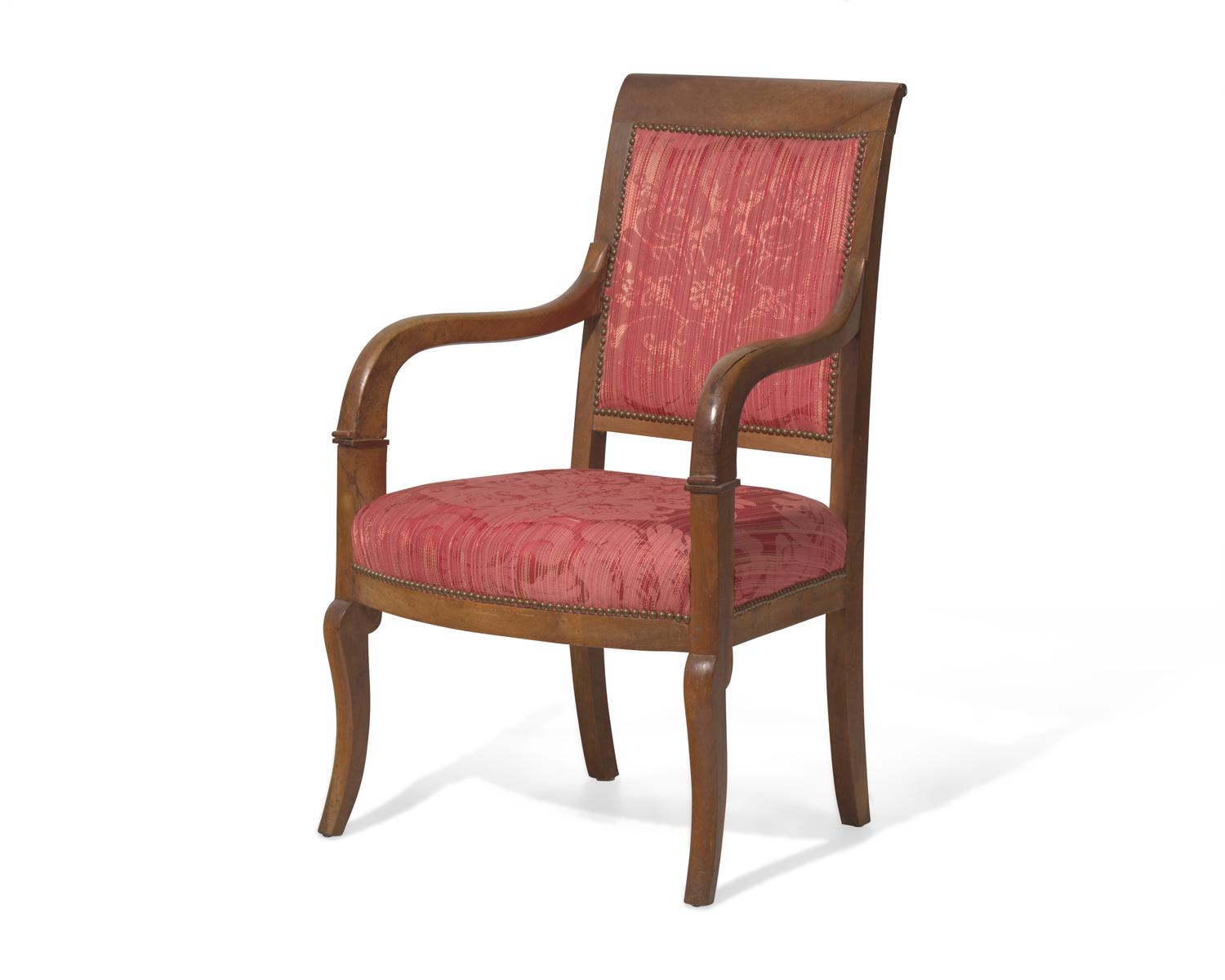 A set of six French Empire fruitwood fauteuils, circa 1825