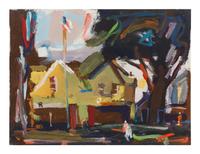 Two works: House with Flag and Harbor Scene