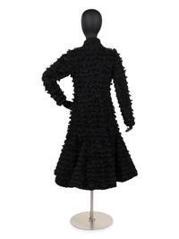 Unlabeled Lamb Fur Coat with Horizontal Bands of Lace