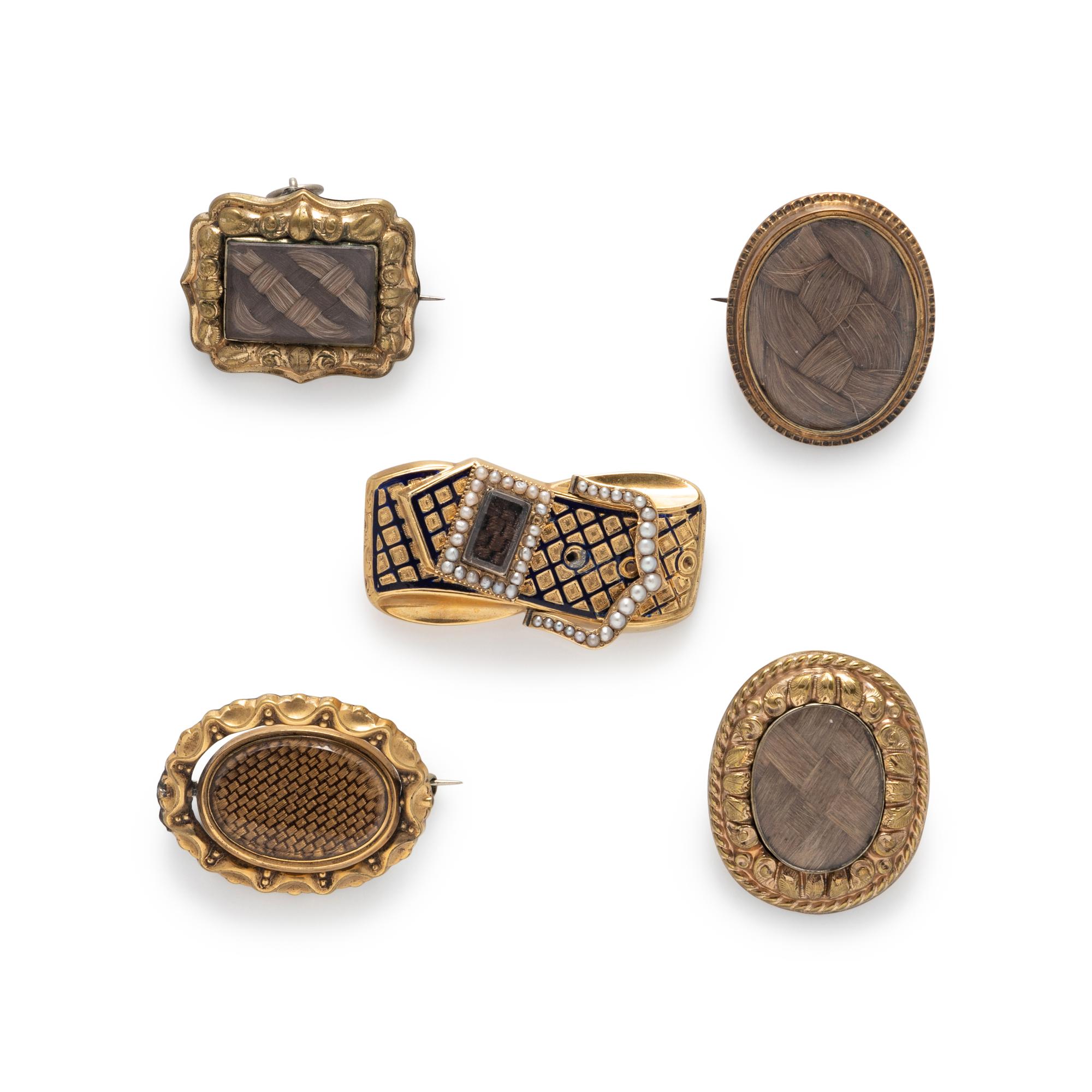 VICTORIAN, COLLECTION OF MOURNING BROOCHES