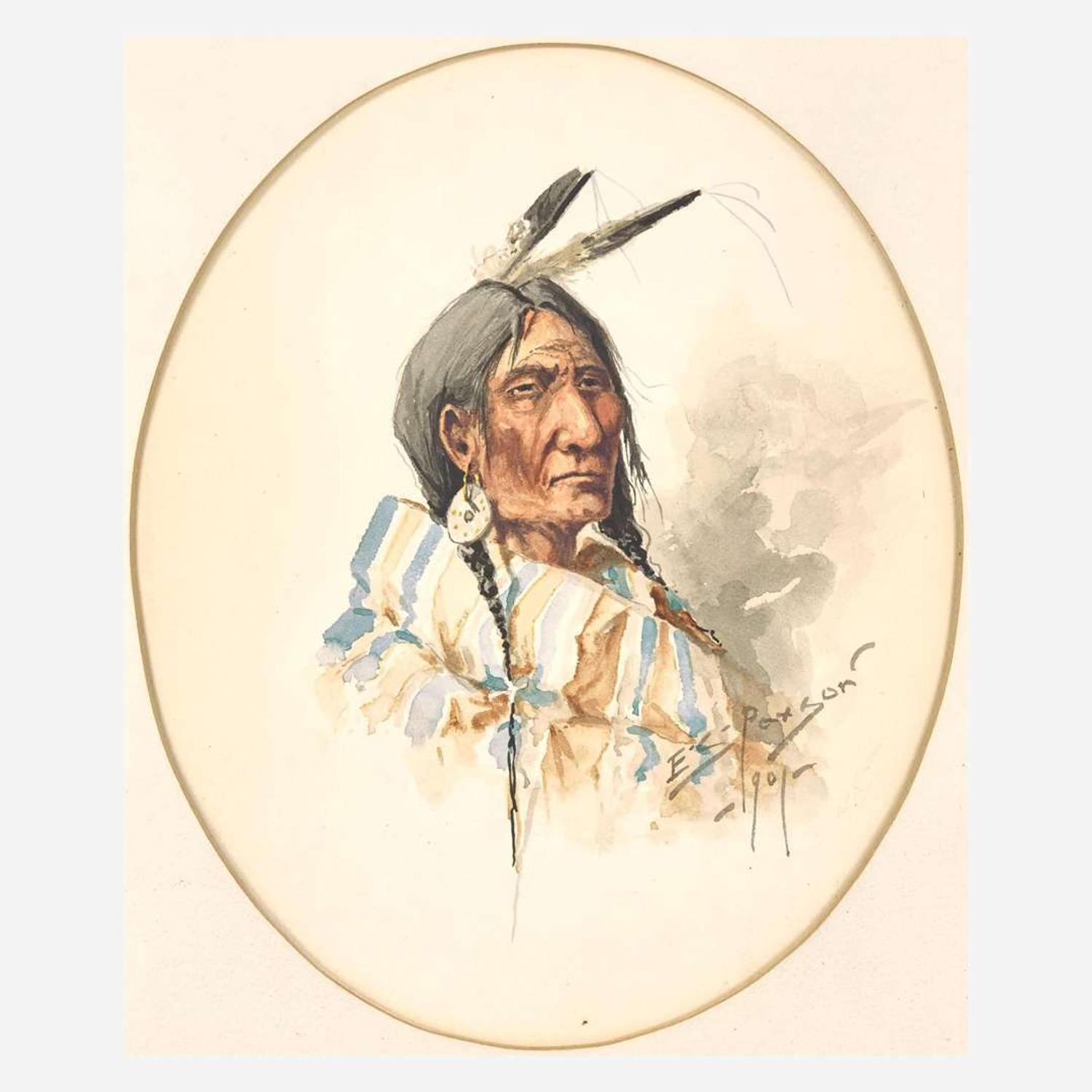 Edgar Samuel Paxson (American, 1852-1919) Native American Chief