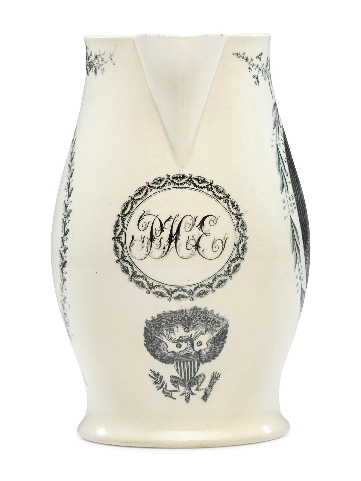 A Rare Liverpool Transfer-Printed Creamware 'Thomas Jefferson' Pitcher