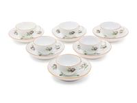 A Set of Six Meissen Porcelain Cups and Saucers