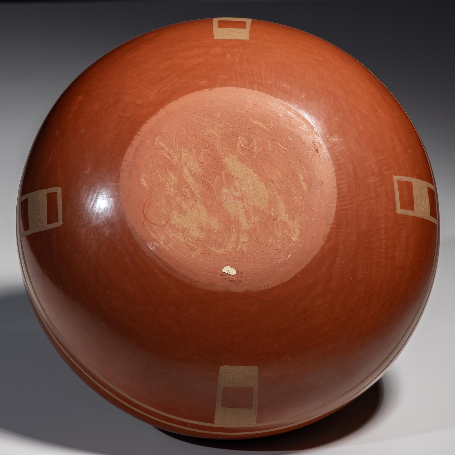 Redware Pottery Bowl, with Avanyu