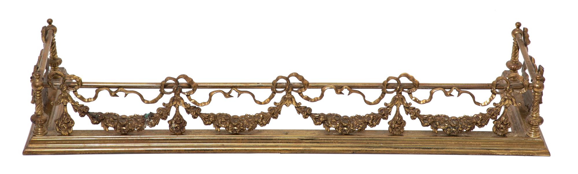 A Neoclassical Style Brass Fire Fender Height 7 x width 41 1/2 x depth 13 inches. — 20TH CENTURY