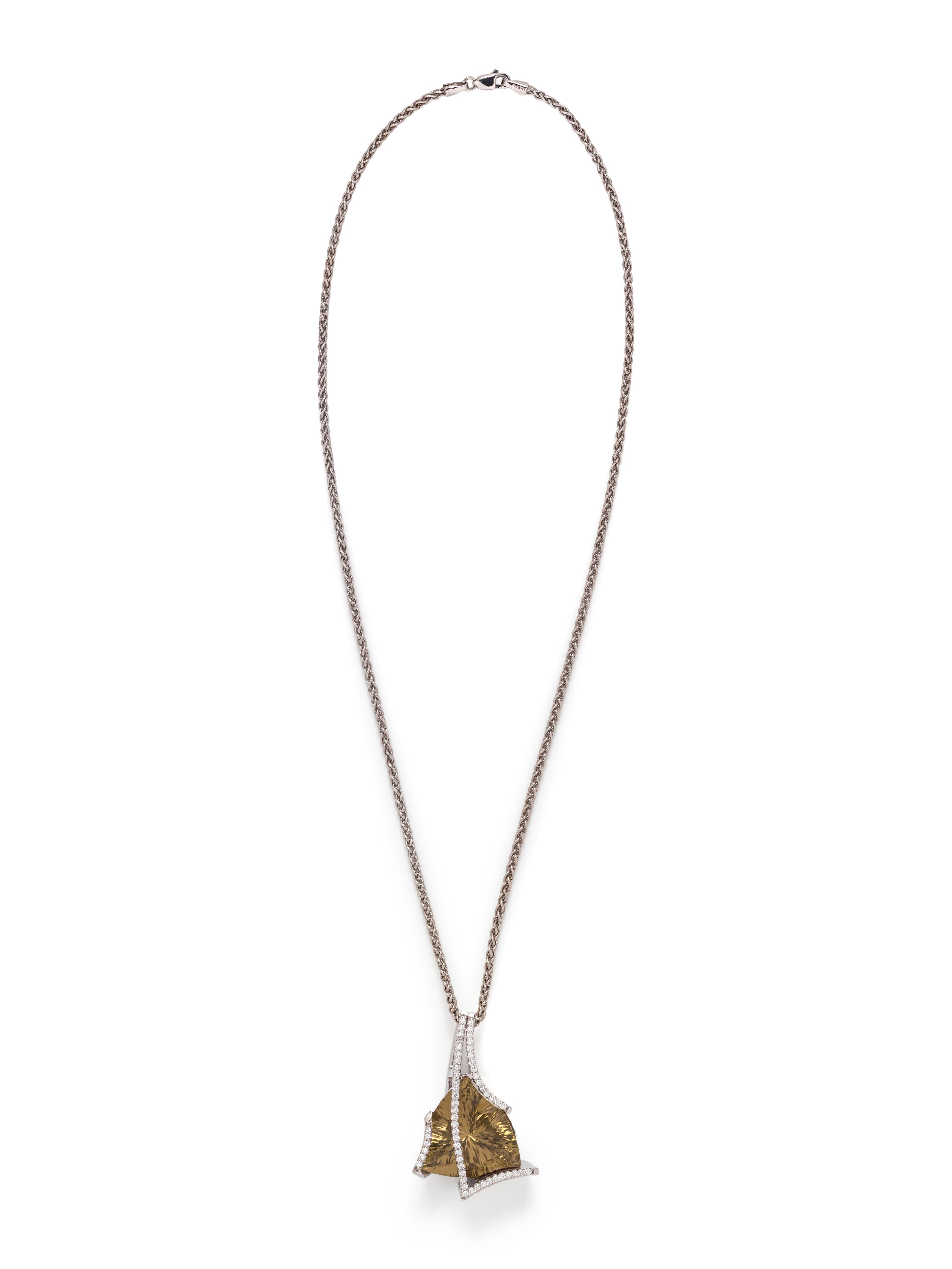 JOHN ATENCIO, SMOKY QUARTZ AND DIAMOND PENDANT