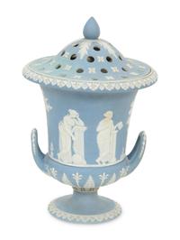 A Large Wedgwood Jasperware Bough Vase and a Wine Cooler