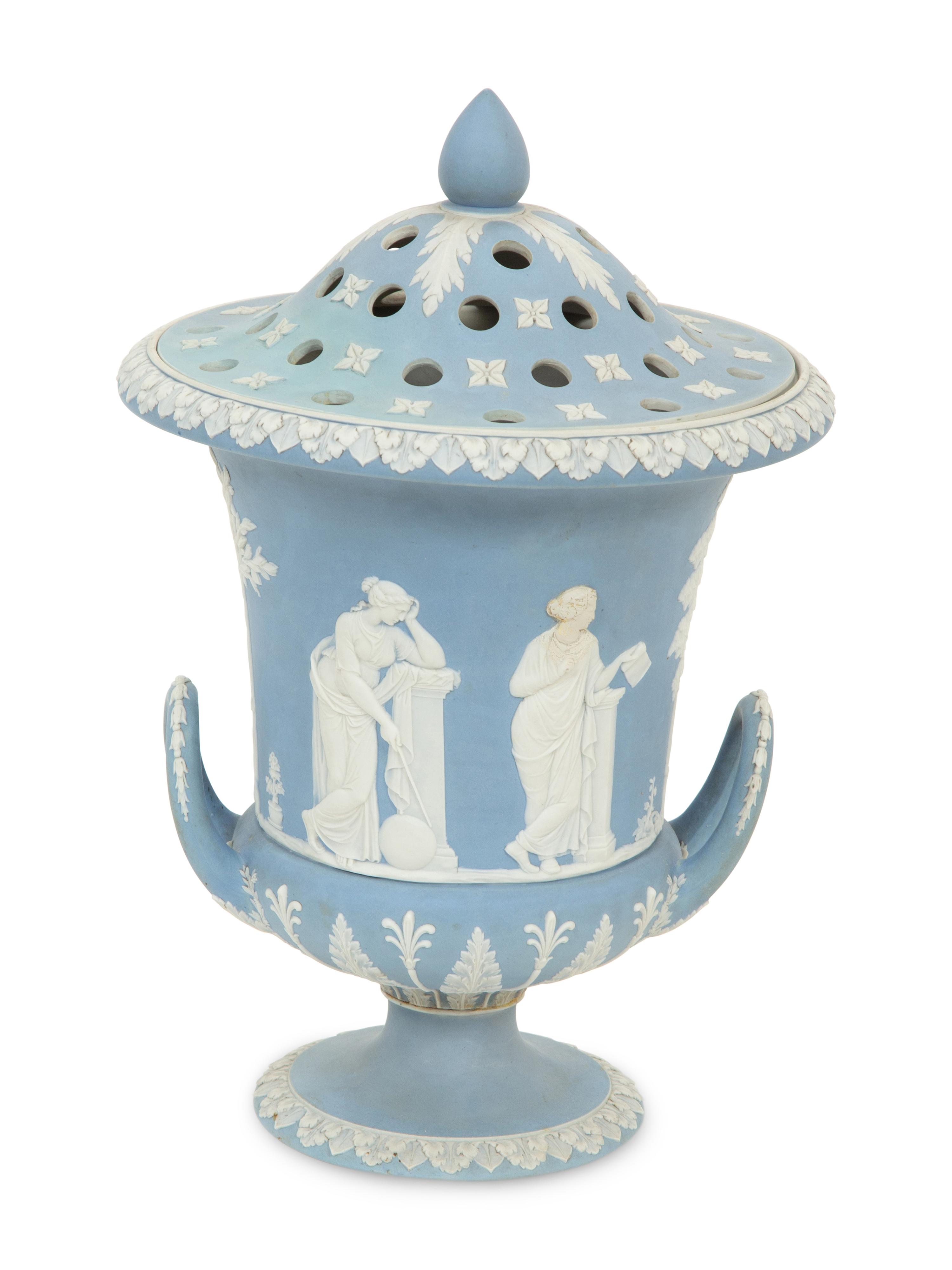 A Large Wedgwood Jasperware Bough Vase and a Wine Cooler