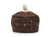 Iñupiat Baleen Basket, with Owl Finial