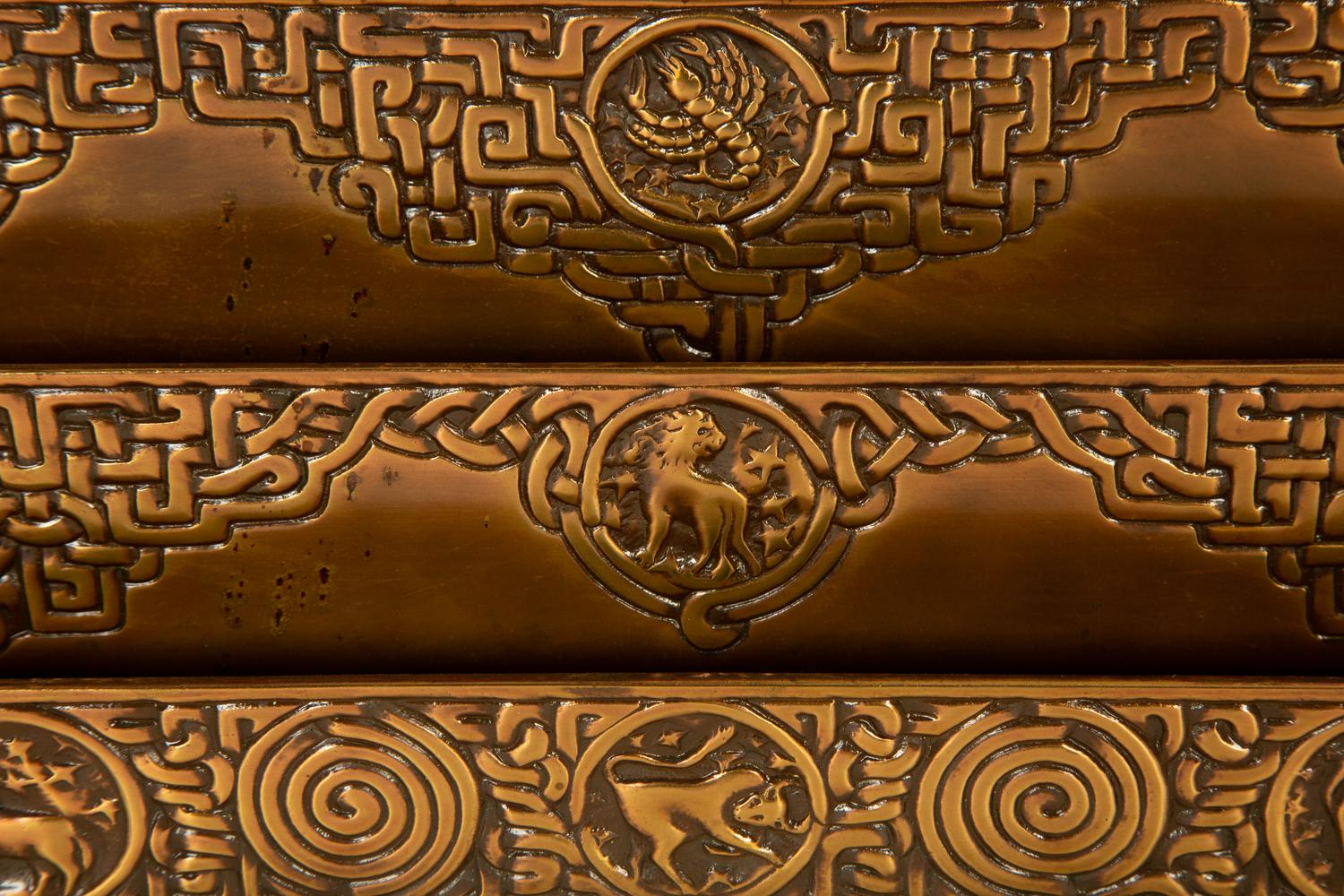 Two Tiffany Studios Bronze Zodiac Paper Racks — 20th Century