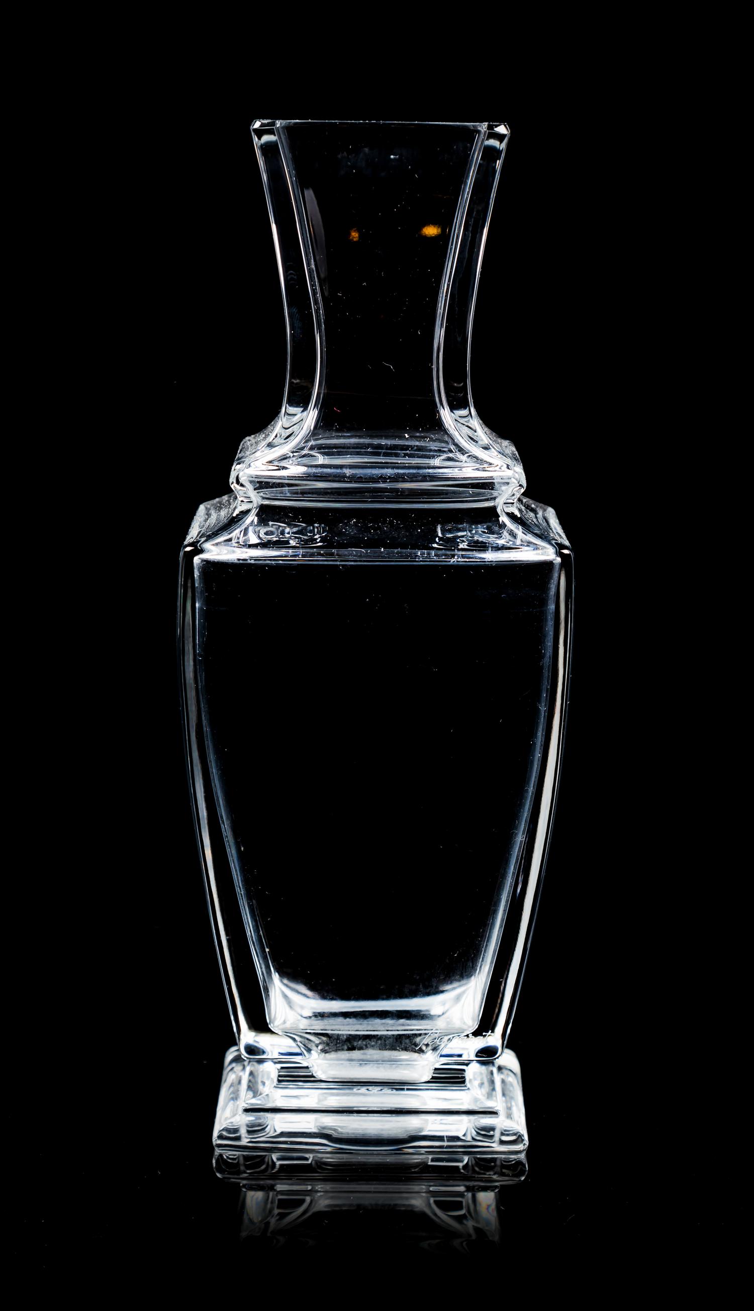 A Baccarat Vase Height 10 1/4 inches.