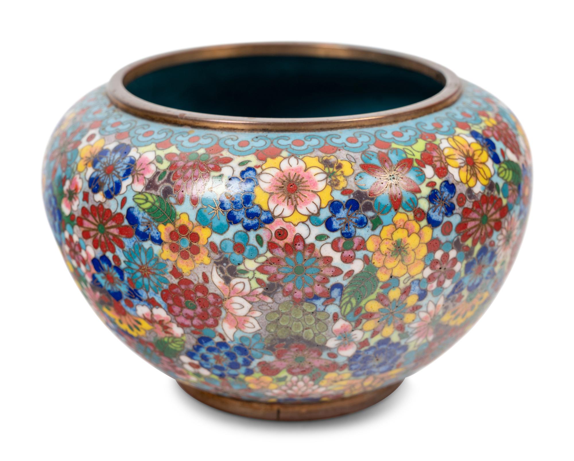 Six Chinese Blue Ground Cloisonné Enameled Brush Washers