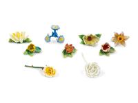 A Group of Nine Porcelain Flowers