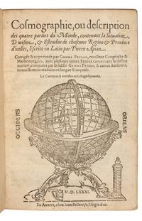 APIANUS, Petrus (1495-1522). Cosmographie, ou description des quatre parties du Monde... Corrigee & augmentee par Gemma Frison. Antwerp: Jean Bellere, 1581.