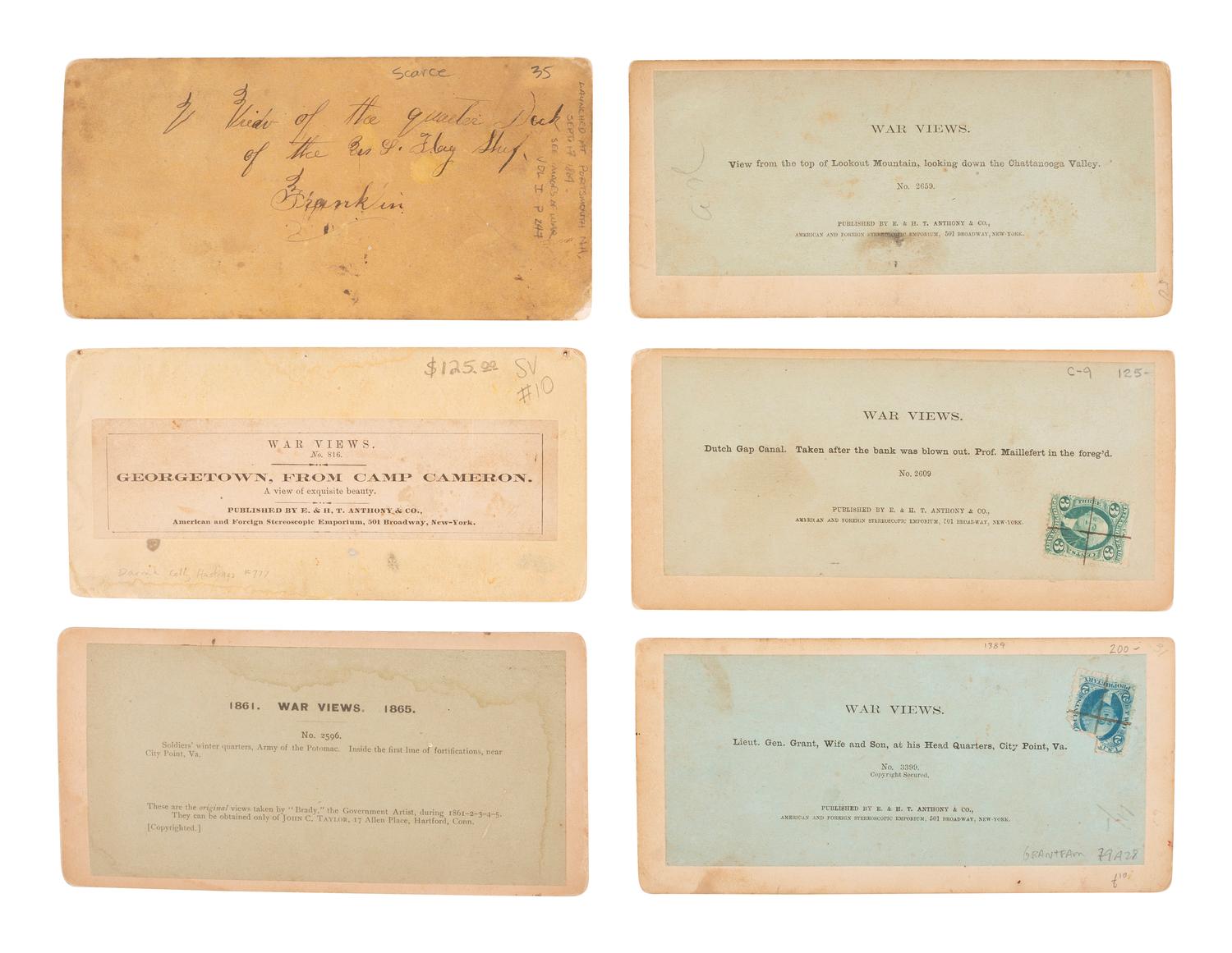 {CIVIL WAR]. 6 stereoviews, most published by E. & H.T. Anthony, incl. U.S. Grant and family.