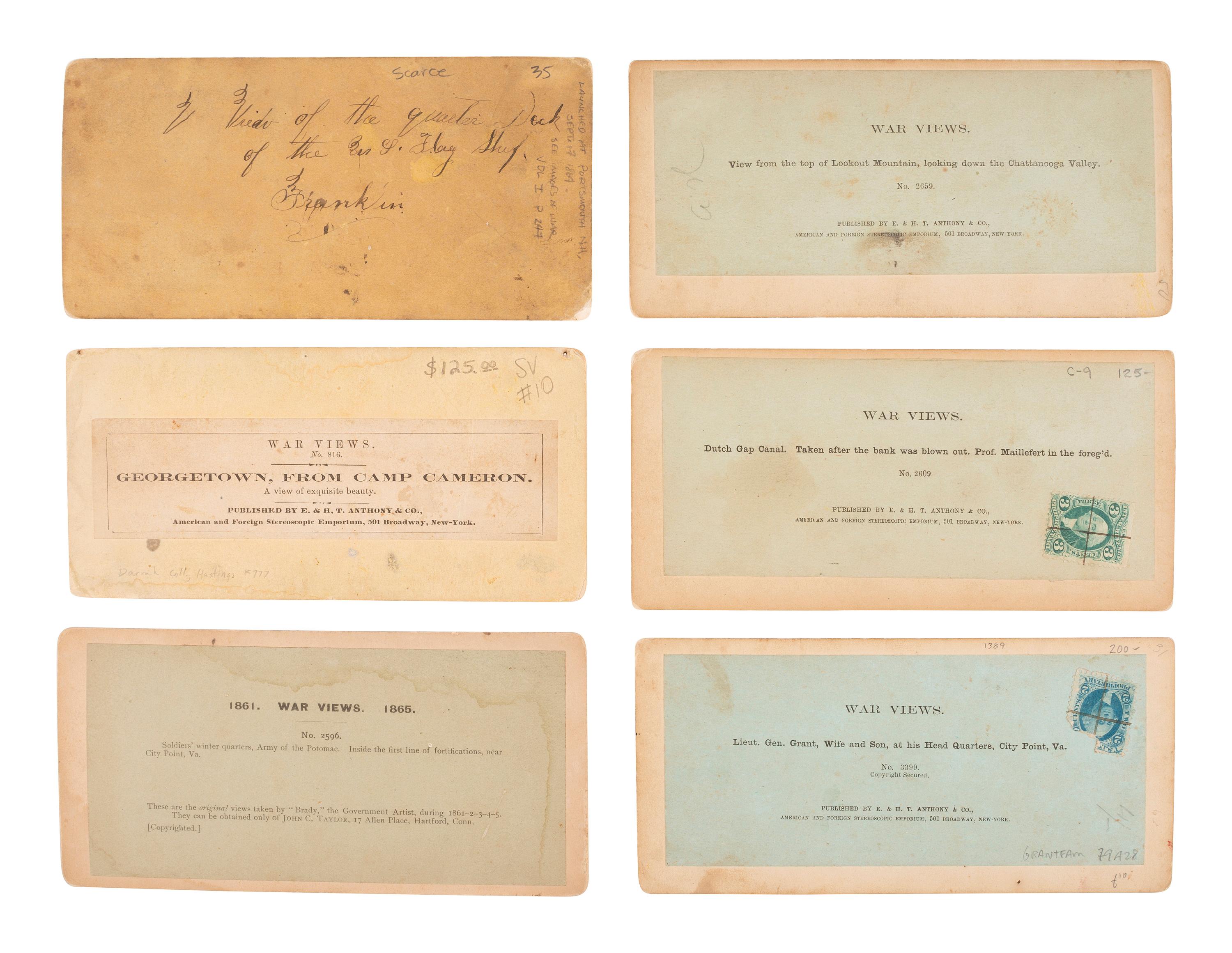 {CIVIL WAR]. 6 stereoviews, most published by E. & H.T. Anthony, incl. U.S. Grant and family.