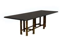 A McGuire Leather-Wrapped Bamboo Console Table with a Custom Black Granite Top