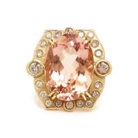 YELLOW GOLD, MORGANITE AND DIAMOND RING