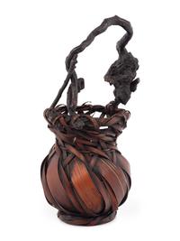 A Japanese Ikebana Bamboo Flower Arranging Basket