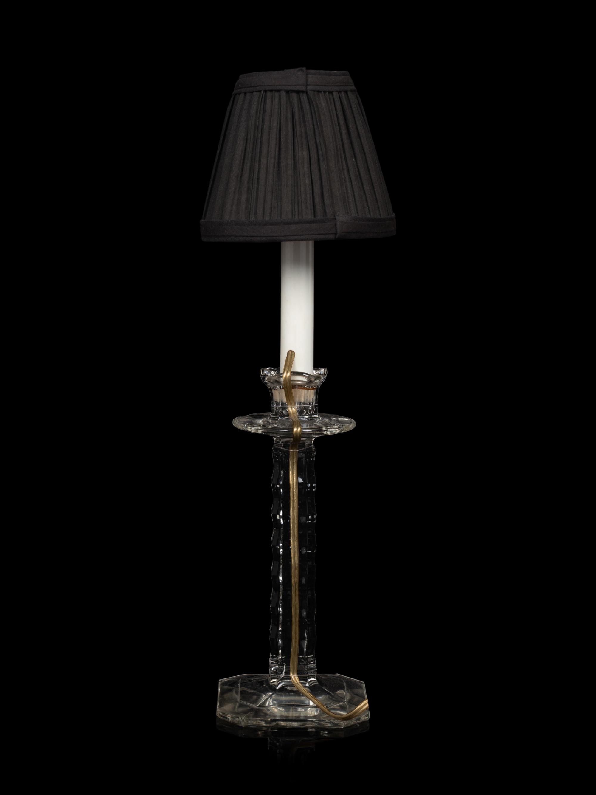 APPROVED FOR DONATION A Cut Glass Candlestick Mounted as a Lamp