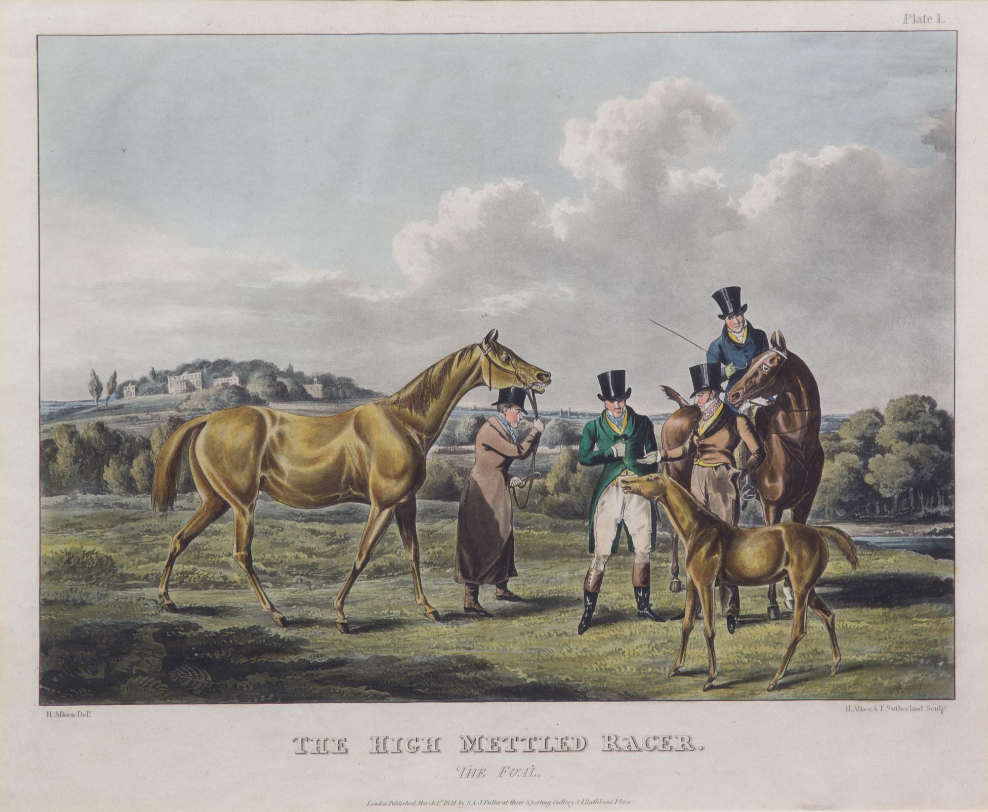 Henry ALKEN, after - Henry ALKEN and Thomas SUTHERLAND, engravers Image 10 3/4 x 15 inches. — High Mettled Racer, Plate I-VI